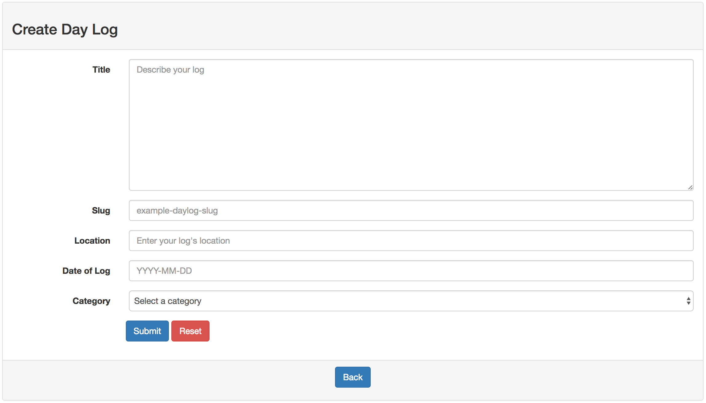 Day Log - Create