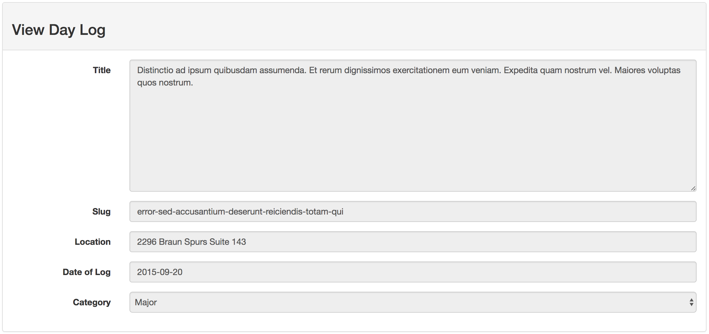 Day Log - View with no Task