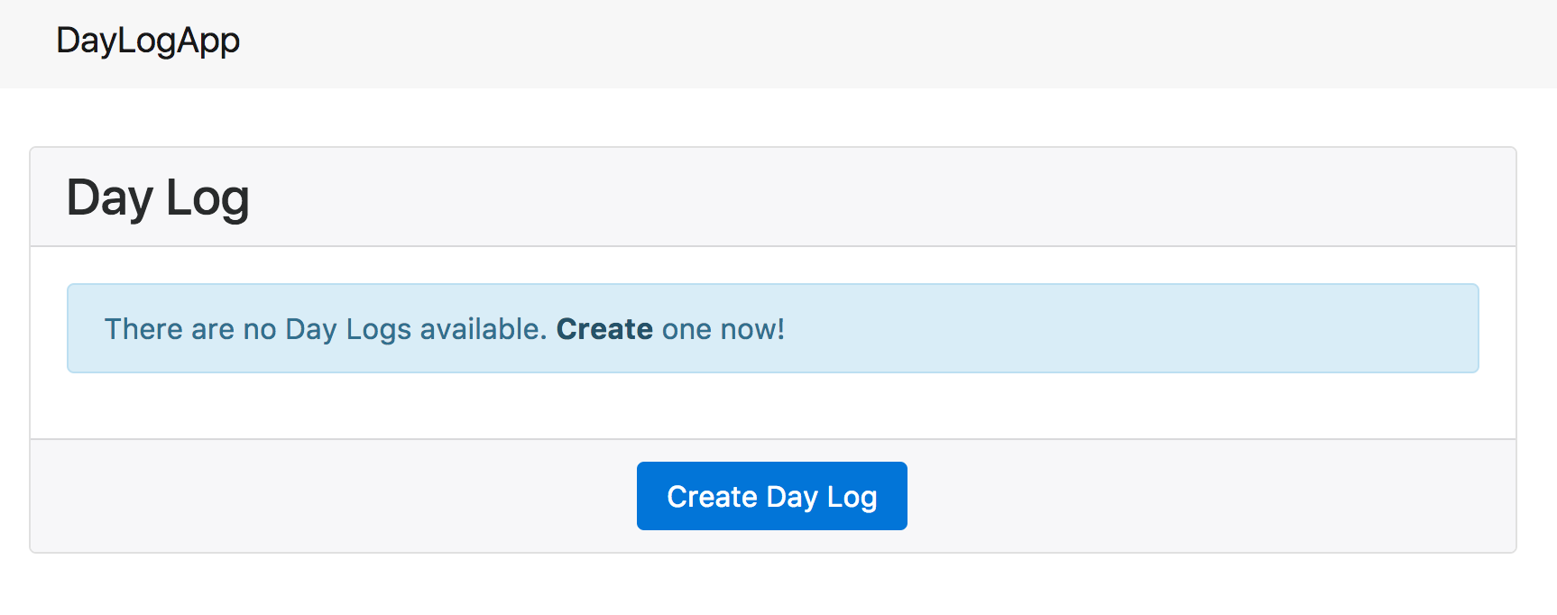 DayLog index page - empty table