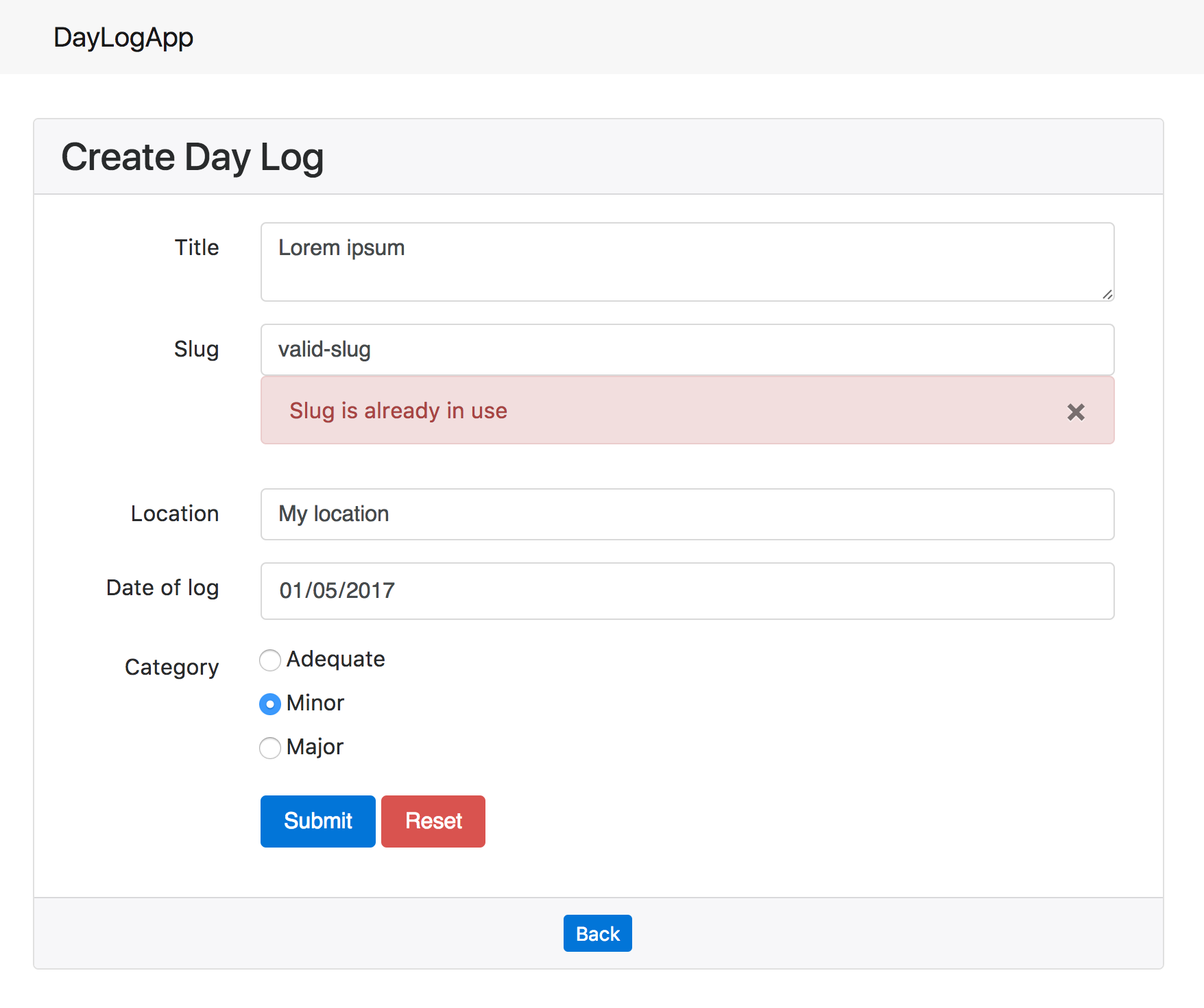 DayLog invalid slug page - uncatched