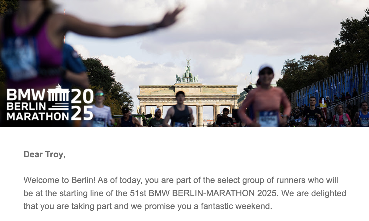 Berlin Marathon 2025 entry confirmation